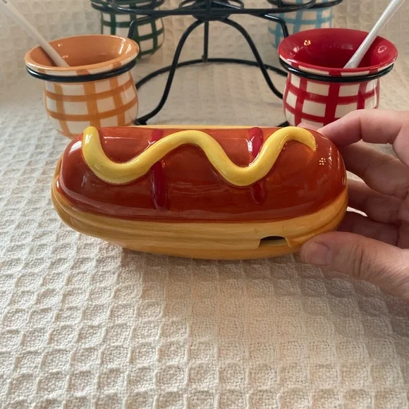 Pier 1 Spinning Hotdog Condiment Serving Set - Picture 4 of 10
